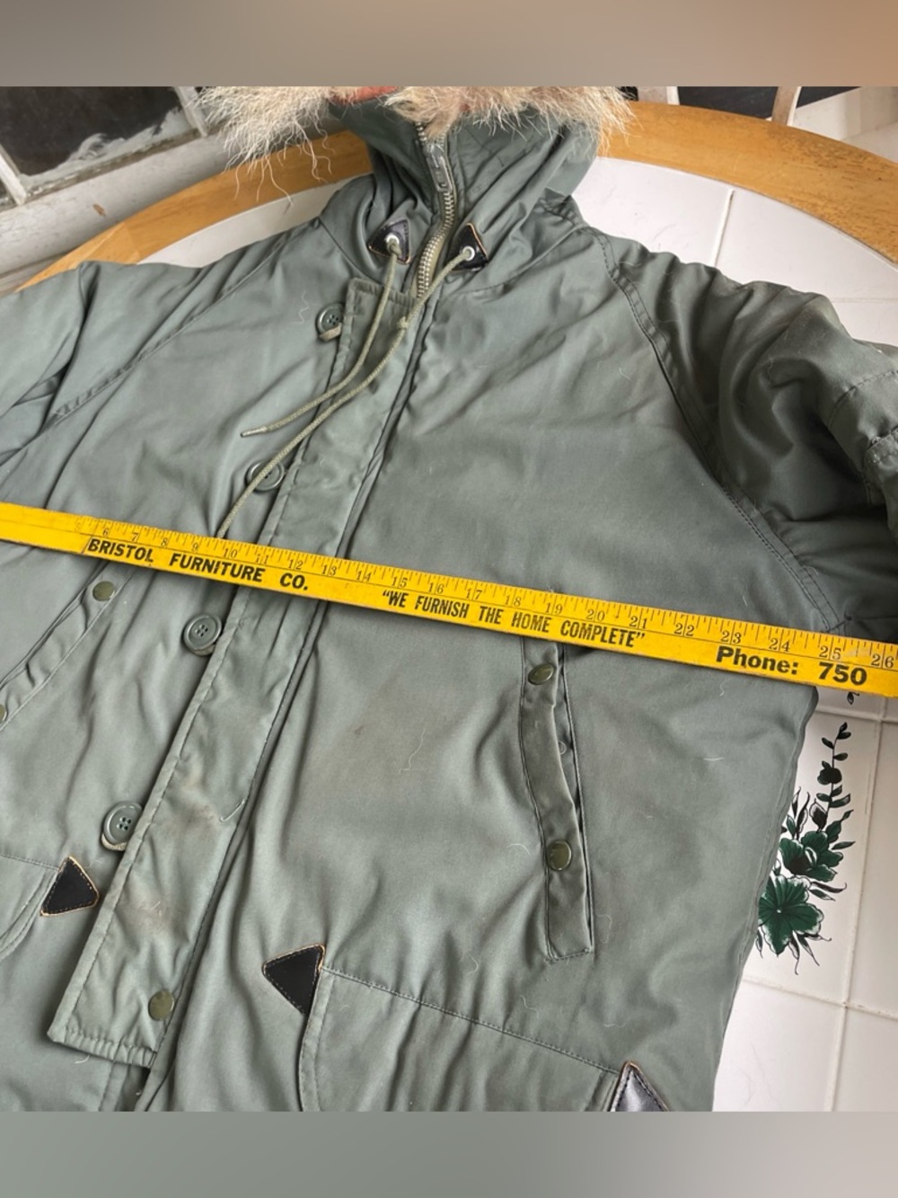 Vintage 70s Arctic Parka Flight Jacket N 3B Fur Lined Hood Military Issued M/L - Picture 3 of 16